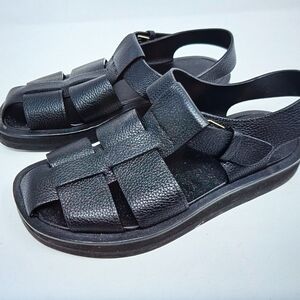 The Row Black Fisherman's Leather Sandals Size 36